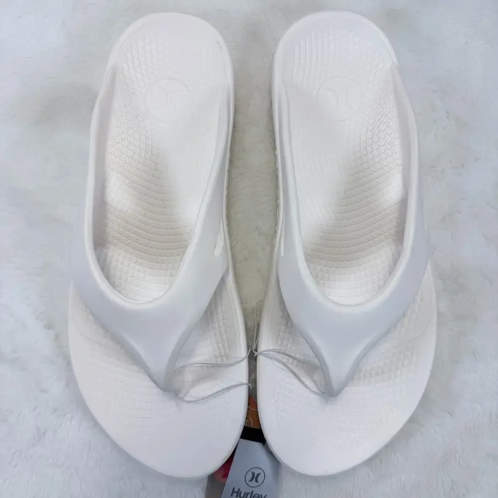 Hurley Injection Flip Flops Mens Size 13 Cream Beach Sandals NEW